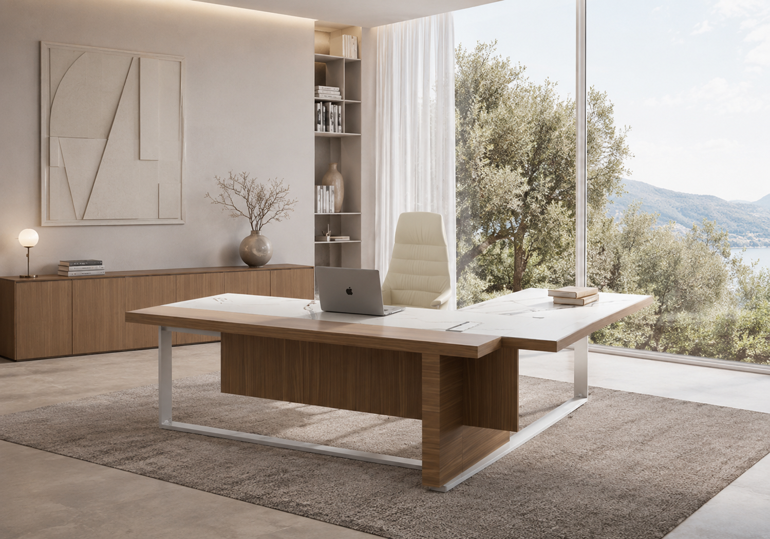 Scrivanie direzionali Linea 413 Vigo con piano a doppio volume